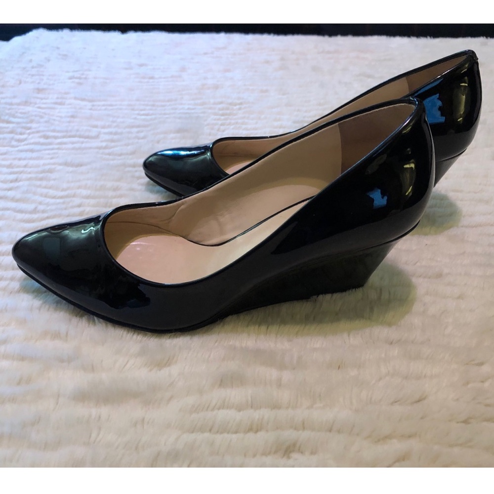 SALE Nine West Lupetto Black Patent Wedge
